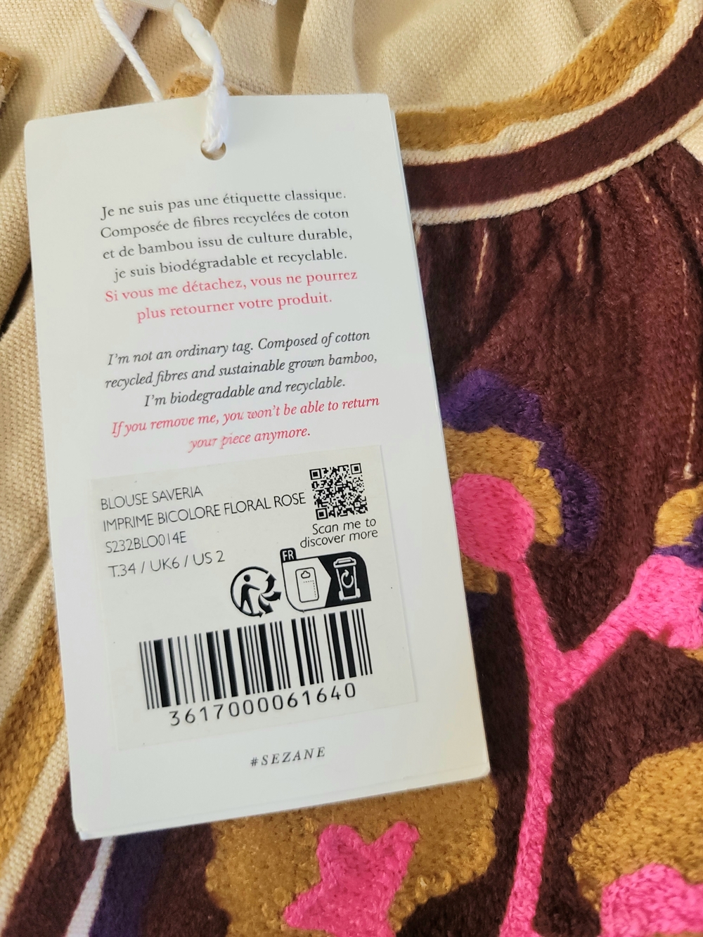 Sezane Saveria Cotton Embroidered Long Sleeve Peasant Blouse,  2/34, Cottagecore - Picture 8 of 13